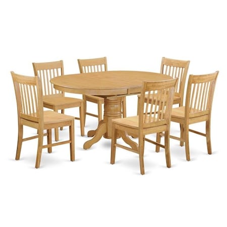 East West Furniture East West Furniture AVNO7-OAK-W Kitchen Dinette Table & 6 Chairs; Oak AVNO7-OAK-W